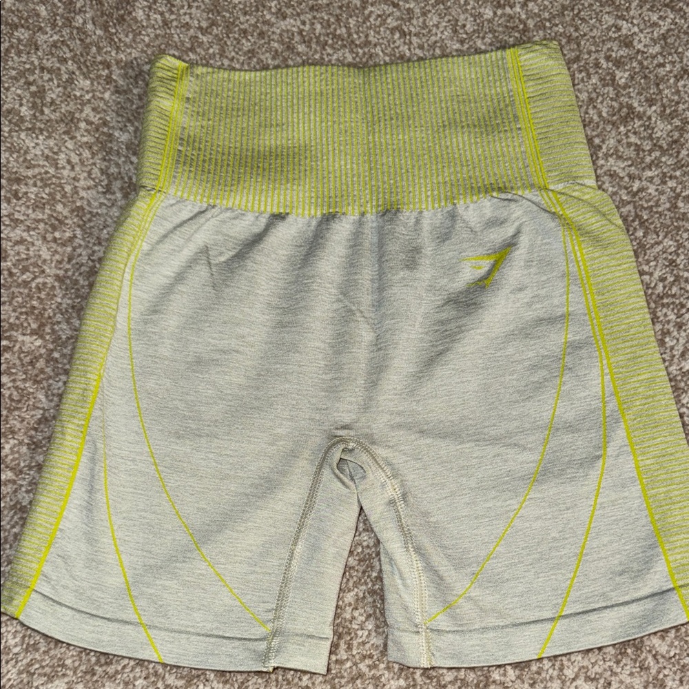 Gymshark Gray and Yellow Athletic Shorts